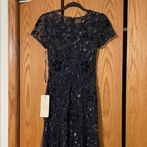 Adrianna Papell Navy Sequin Maxi Dress